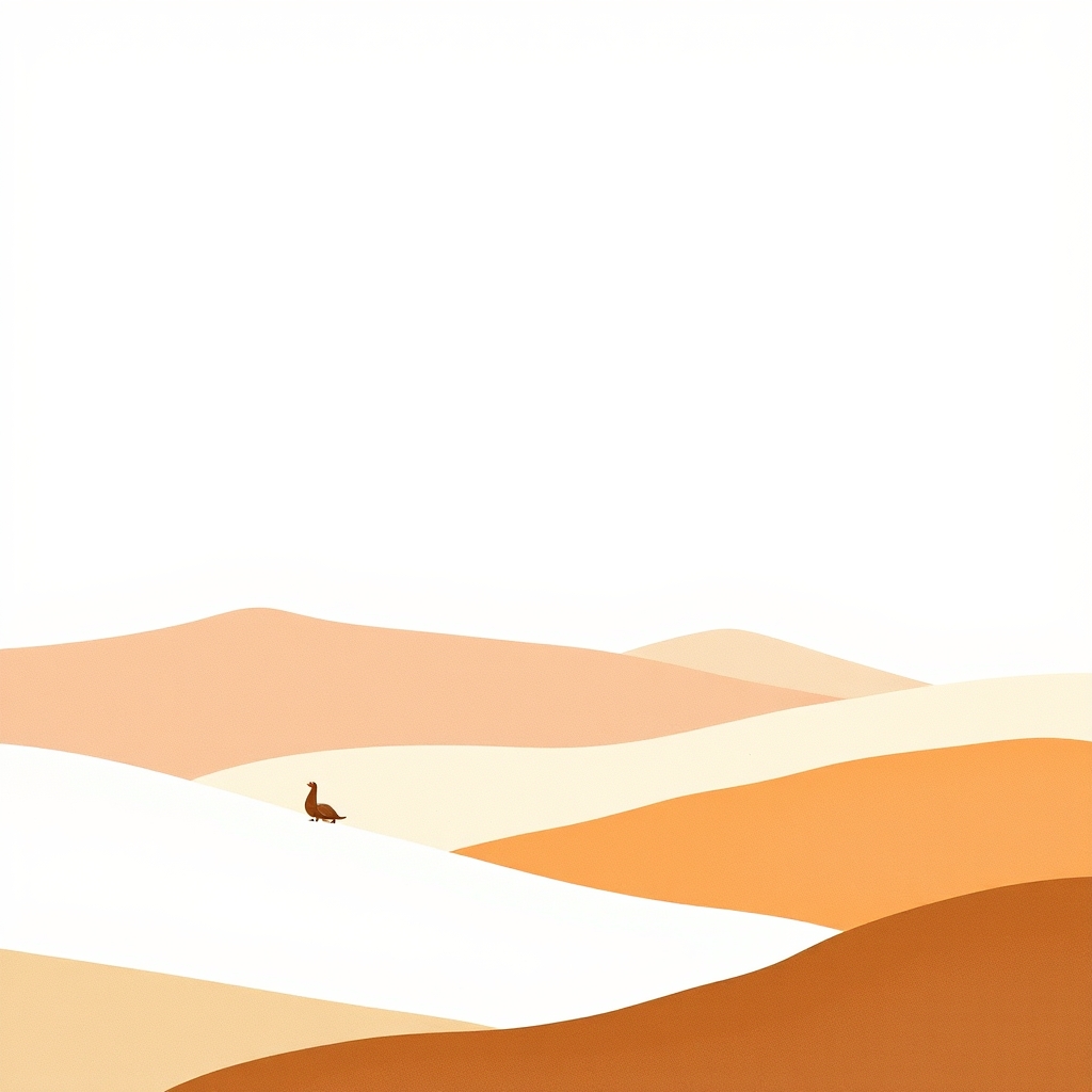 Paisagem abstrata minimalista em tons terrosos, evocando a calma da raiva estoica controlada.