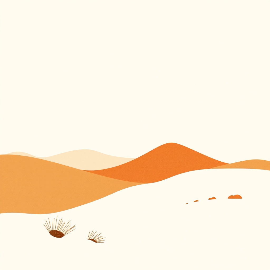 Ilustração abstrata com paisagem minimalista em tons terrosos, evocando serenidade e contemplação sobre como lidar com a perda segundo o estoicismo