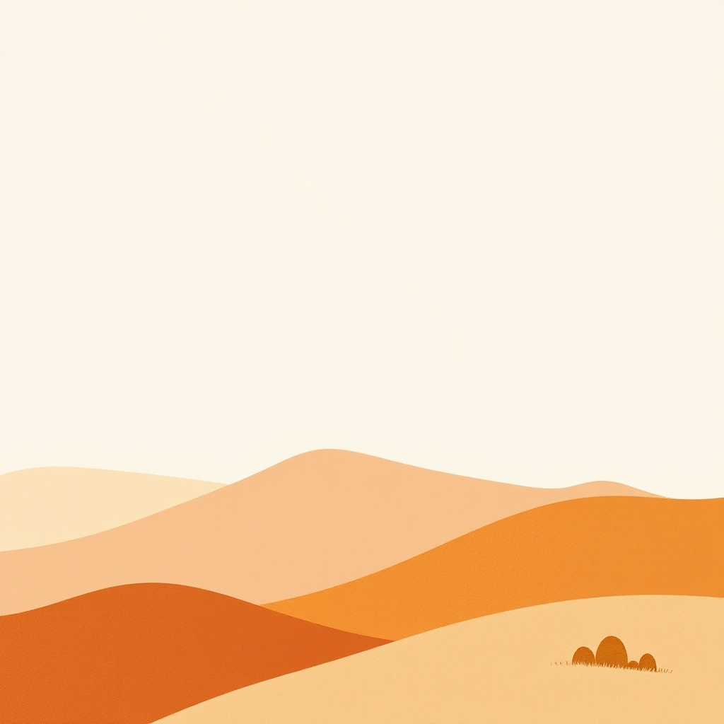 Ilustração abstrata de paisagem calma em tons terra, evocando a serenidade da premeditatio malorum.
